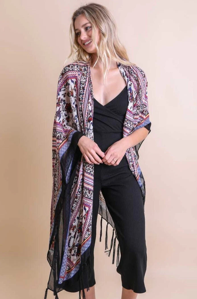 Boho Diamond Tassel Kimono