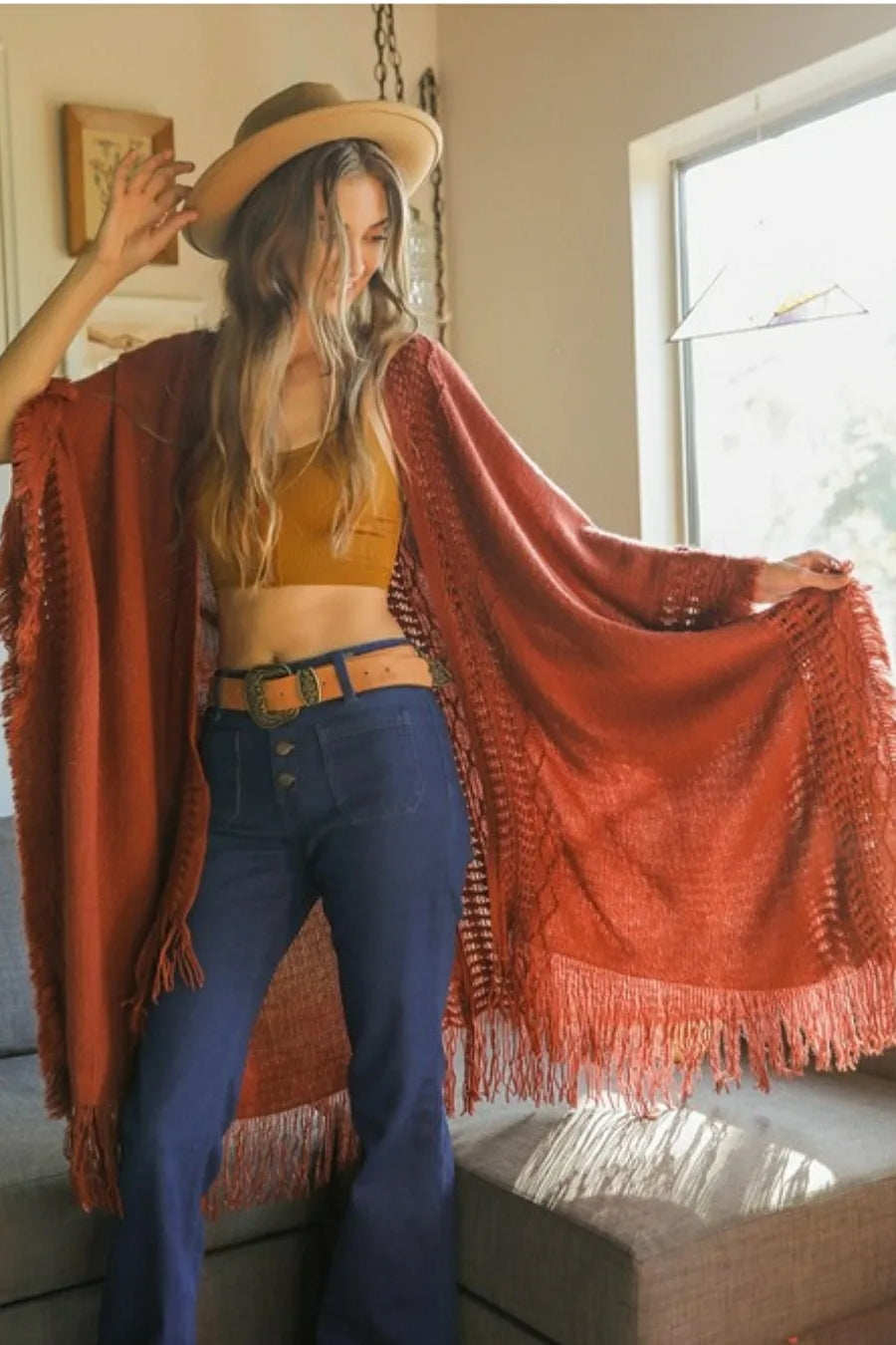 Boho Frayed Ruana