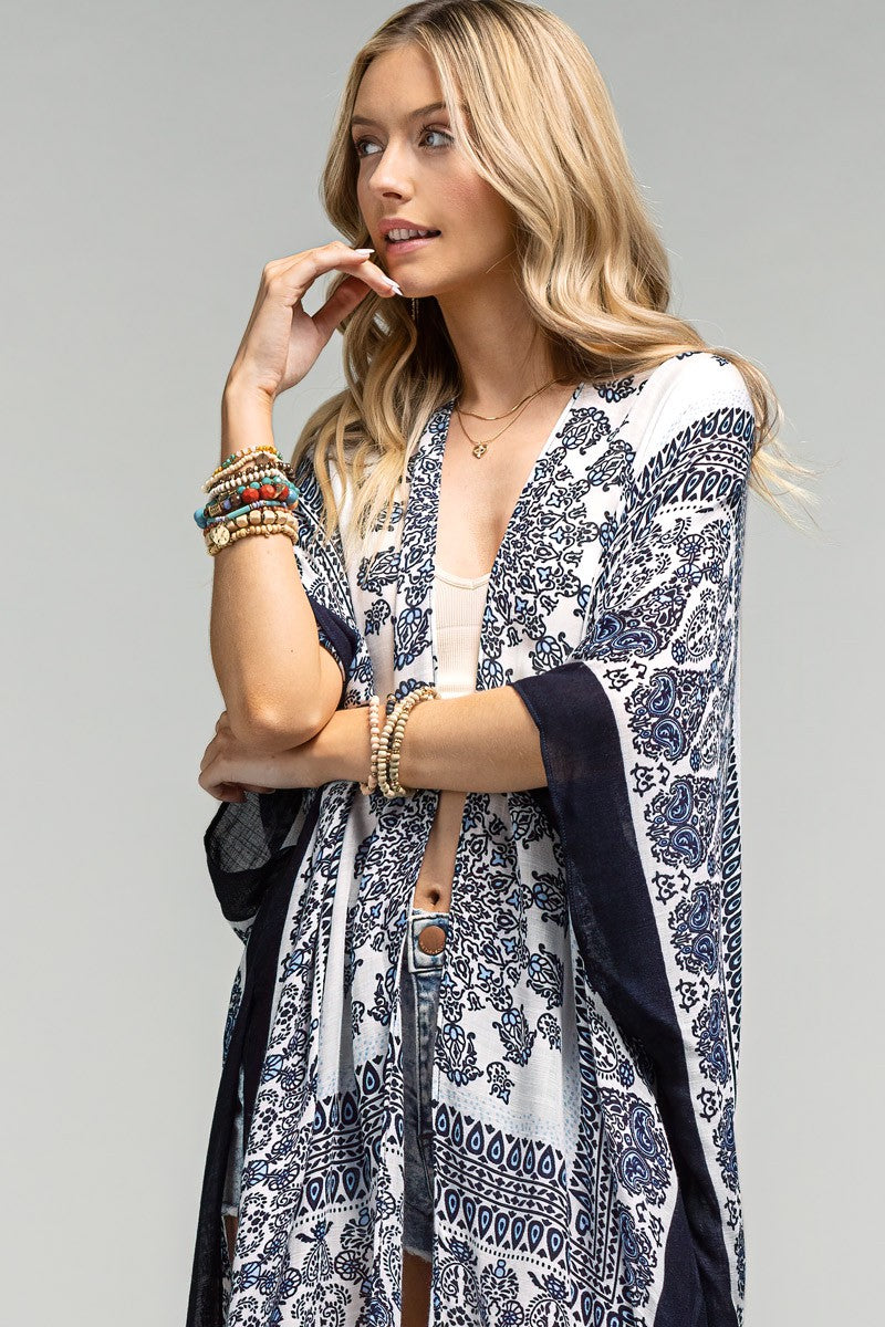 Paisley & Damask Print Kimono