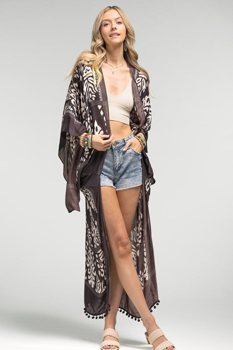 Damask Short Sleeve Kimono