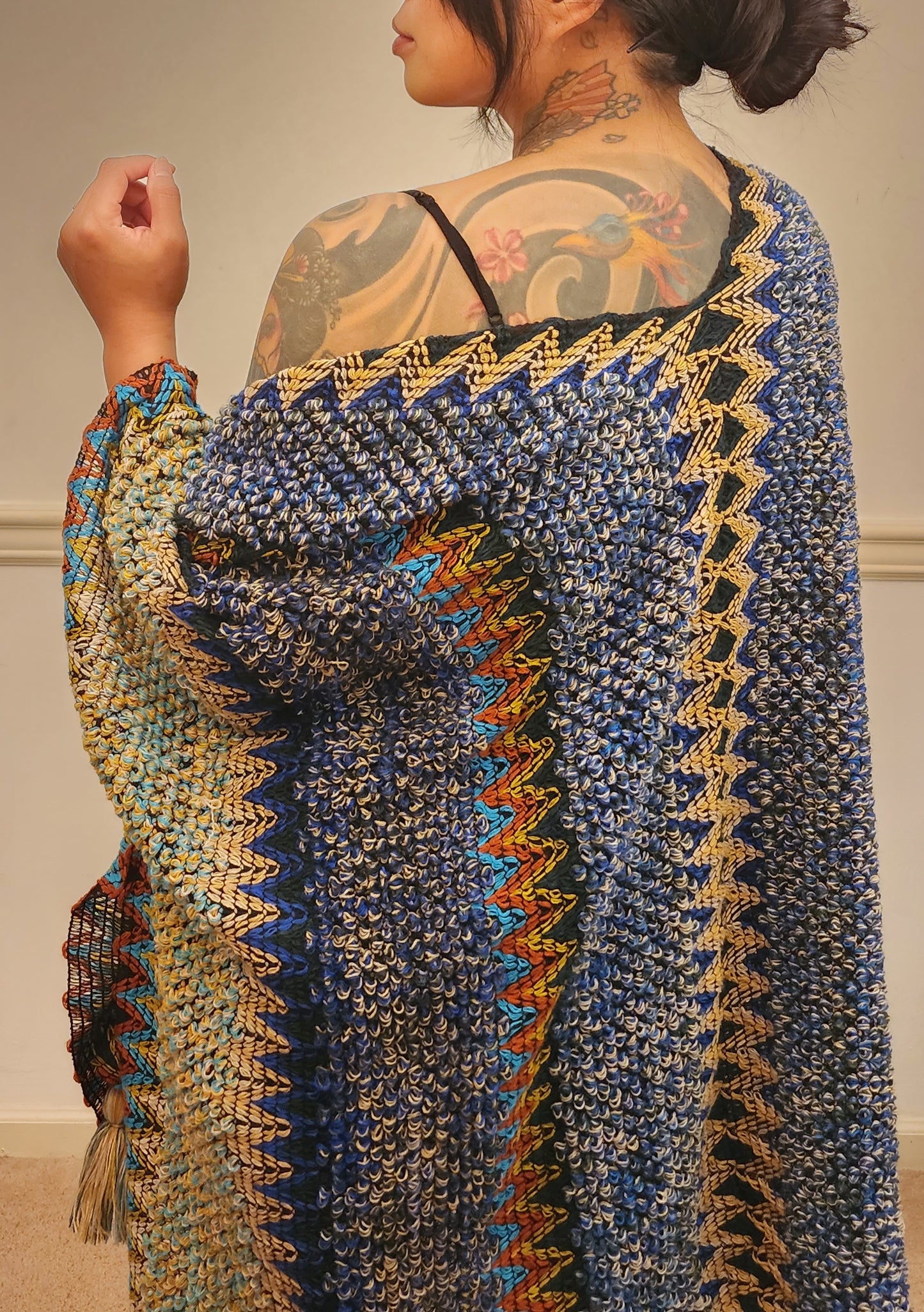 Crochet Ruana with Tassels