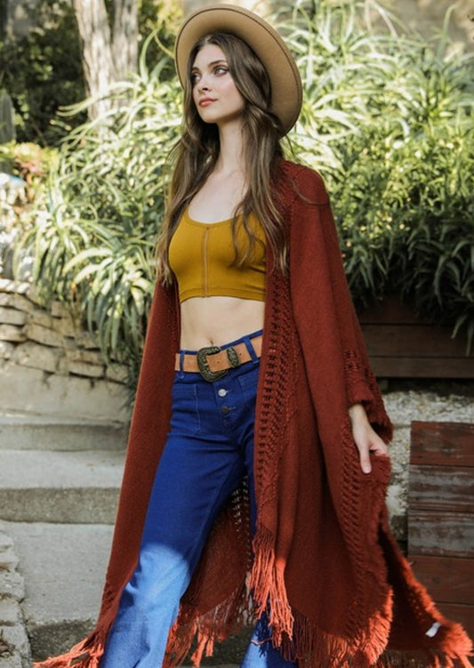 Boho Frayed Ruana