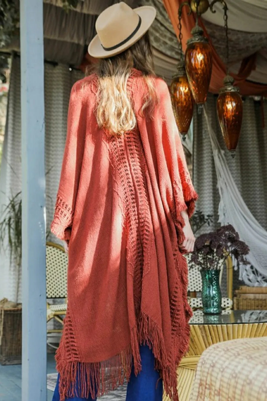 Boho Frayed Ruana